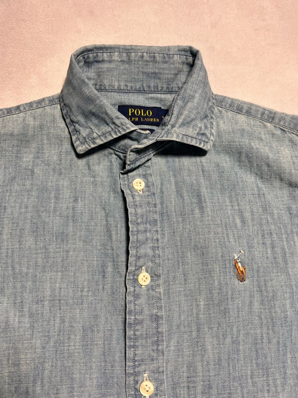 Polo Ralph Lauren Chambray Flesh Pony Button Down Shirt